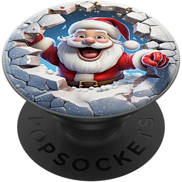 PopSockets Santa Claus Coming Out Of Hole for Phone Women Swappable Base PopGrip - Picture 1 of 13